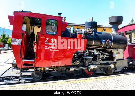 23. Juli 2019: Zug der Schafberbahn in Sanktwolfgang im Salzkammergut am Wolfgangsee. Österreich, Salzburg Stockfoto