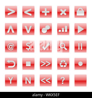 Einfache Web Software Internet Buttons in roten Tönen Stockfoto