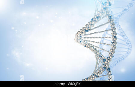 DNA-Modell auf der blauen Gradienten Hintergrund Stockfoto