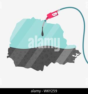 Karte von Parana wird durch Öl getankt. Tankstelle getankt. Auf der Karte gibt es Glas Reflexion. Brasilianischer Bundesstaat. Konzeptionell. Öl herstellen oder importieren Stock Vektor