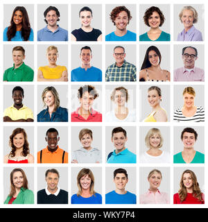 Sammlung von multi-ethnischen Menschen mit einem breiten Lächeln Stockfoto