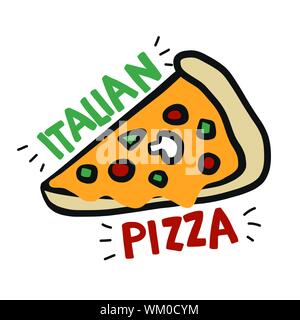Italienische Pizza Logo Zeichnung Vektor Illustration Stock Vektor