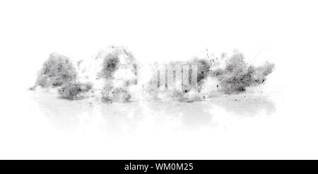 Staub-Hasen auf weißem Hintergrund reflektiert Stockfoto
