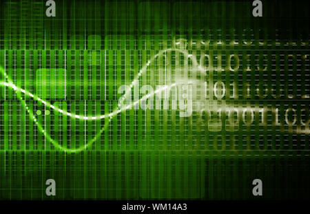 Gehirn-Computer-Interface mit quadratischen digitaler Kunst blockiert Stockfoto