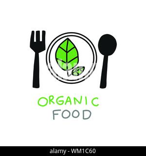 Organic Food logo Vector Illustration Stock Vektor