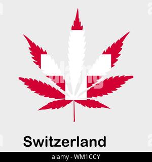 Flagge in Form von Cannabis leaf. Das Konzept der Legalisierung von Marihuana, Cannabis in der Schweiz Stock Vektor