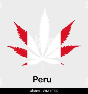 Flagge in Form von Cannabis leaf. Das Konzept der Legalisierung von Marihuana und Hanf in Peru Stock Vektor