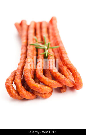 Kabanos - polnische lange, dünne Wurst aus Schweinefleisch gemacht Stockfoto
