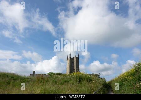 Turm von St. Uny Church, Lelant, in der Nähe von St Ives, Cornwall, Großbritannien Stockfoto