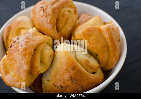 Knoblauch Brötchen mit Kreuzkümmel, auf Details konzentrieren Stockfoto