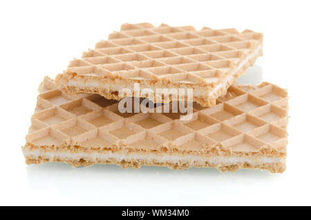 Vanille-Waffel auf weißen reflektierenden Hintergrund. Stockfoto