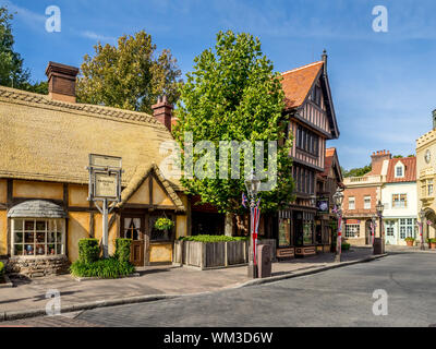 Ansicht des Epcot Themenpark in Disney World in Orlando, Florida. Epcot ist einer der größten Themenparks im Park. Stockfoto