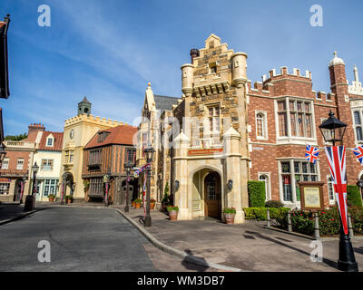 Ansicht des Epcot Themenpark in Disney World in Orlando, Florida. Epcot ist einer der größten Themenparks im Park. Stockfoto