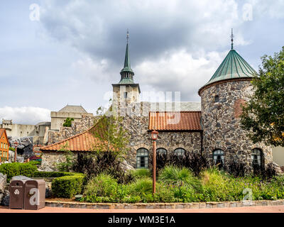 Ansicht des Epcot Themenpark in Disney World in Orlando, Florida. Epcot ist einer der größten Themenparks im Park. Stockfoto