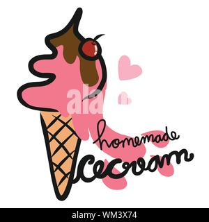 Hausgemachtes Eis Logo Vektor Illustration Stock Vektor