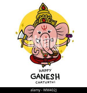 Ganesh Cartoon Vektorgrafik Stock Vektor