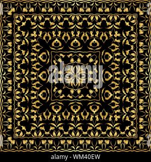 Goldfarbenem Taschentuch. Reich auffälligen Muster für einen Schal. Platz Ornament im orientalischen Stil. Vector Illustration. Stock Vektor