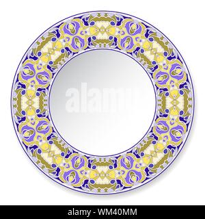 Bunte dekorative Platte mit Muster im orientalischen Stil. Ein kreisförmiges Ornament für Ihr Design. Vector Illustration. Stock Vektor