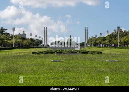 Blick auf den Park Eduardo VII im Zentrum von Lissabon Stockfoto