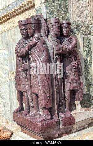 Porträt der vier Tetrarchs, Skulptur Gruppe von vier römischen Kaiser in Venedig, Italien Stockfoto