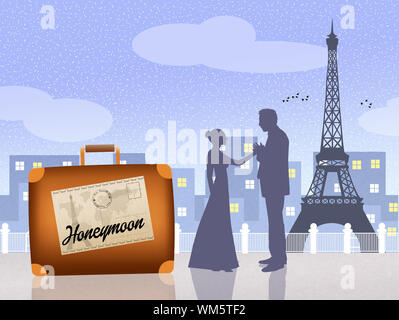 Flitterwochen in Paris. Stockfoto