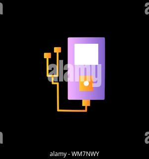 Music Player einfache bunte Symbol auf schwarzem isoliert. Stock Vektor