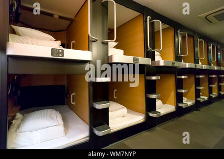 Japanischen Capsule Hotel, Tokio, Japan Stockfoto