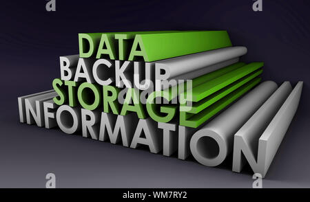 Daten-Backup-Informationen in 3d Kunst Zeichen Stockfoto