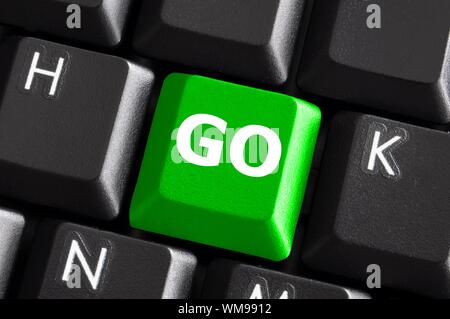 Wort auf einen grünen Computer-Tastatur-Taste oder eine Schaltfläche schriftliche gehen Stockfoto