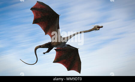 Dragon, riesige geflügelte Wesen schnell durch die Luft fliegen Stockfoto