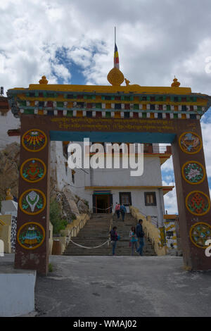 Eingang der wichtigsten Kloster in Spiti Valley, Himachal Pradesh, Indien Stockfoto