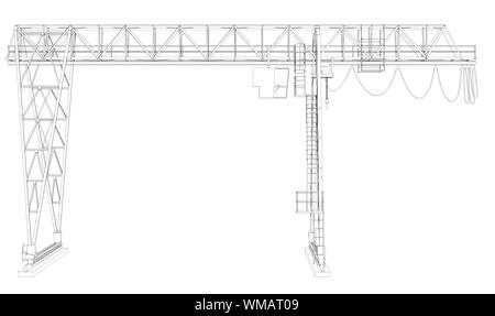 Gantry Brückenkran, auf weißem Hintergrund Stockfoto