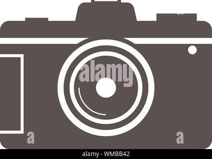 Einfache flache schwarze und weiße DSLR-Kamera symbol Vektor illustration Stock Vektor