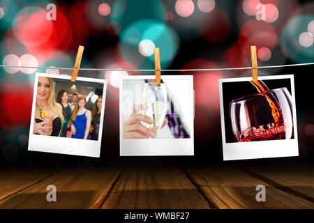 Geschäftsfrau hält ein Glas gegen die Gläser mit Wein gefüllt werden Stockfoto