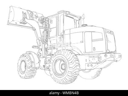 Bulldozer illustration Kunst Zeichnung Stockfoto