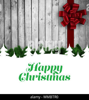 Frohe Weihnachten gegen digital erzeugten Fir Tree Branches Stockfoto