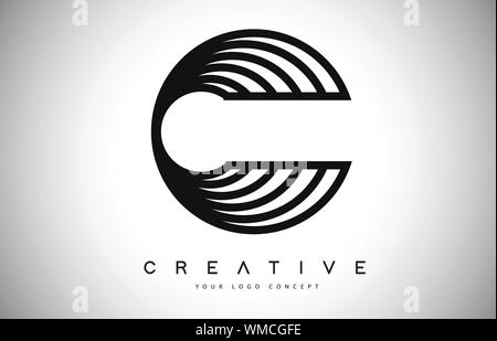 C Schreiben Logo Monogramm Design. Kreative C Schreiben Symbol mit schwarzen Linien Vektor Illustration. Stock Vektor