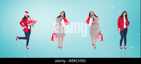 Das zusammengesetzte Bild von verschiedenen eleganten brunettes gegen den blauen Vignette Stockfoto