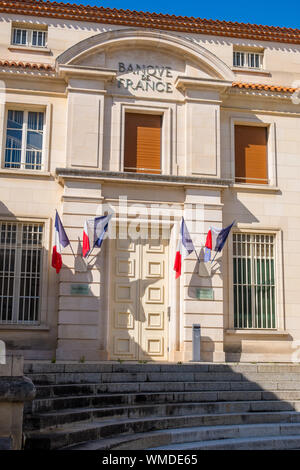 Niort, Frankreich - 11. Mai 2019: die Fassade der Bank von Frankreich, Alpes-de-Haute-Provence in Niort, Poitou-Charentes, Frankreich Stockfoto