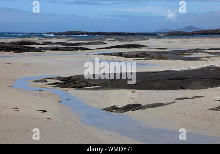 Insel Rum von Sanna Sands, Ardnamurchan, Lochaber, Schottland, UK gesehen Stockfoto