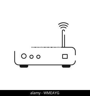 Wireless Router Vector schwarz lineare Flat Style Icon Stock Vektor