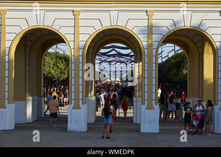 Eingang zur Messe von Málaga 2019. Andalusien, Spanien. Stockfoto