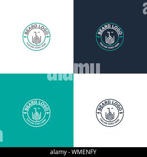 Strichzeichnung bärtiger Mann Logo für Unternehmen. In Form isoliert. Menschen mit Bart. Modernes Design. Flachbild-Logo. Bart Symbol. Vector Illustration Stock Vektor