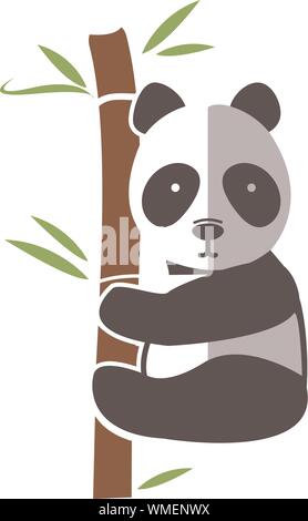 Abbildung: Giant Panda, Klettern Bambus Baum zu etwas suchen Stock Vektor