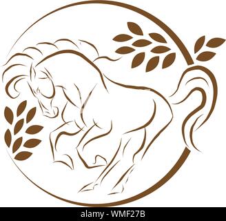 Silhouette einer laufenden Pferd. Galoppieren Tier. Logo. Champion. Sport. Auf einem Hintergrund isoliert. Vector Illustration Stock Vektor