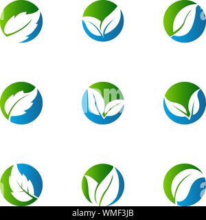 Die Logos der grünen Blatt ökologie Natur element Vektor icon Stock Vektor