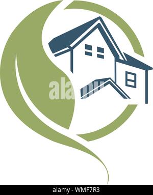 Green House Logo Design Vector, Natur Haus Logo Stock Vektor