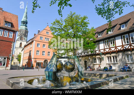 Brunnen, Ballhofplatz, Altstadt, Hannover, Niedersachsen, Deutschland Stockfoto