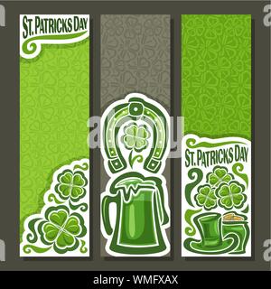 Vektor vertikale Banner zum St. Patrick's Day mit shamrock Hintergrund. Stock Vektor