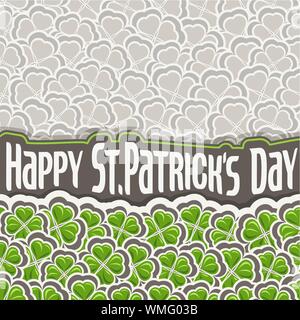 Vektor Klee Muster für den St. Patrick's Day, Green Shamrock Poster mit Rand für die Begrüßung von Text auf floral background. Stock Vektor